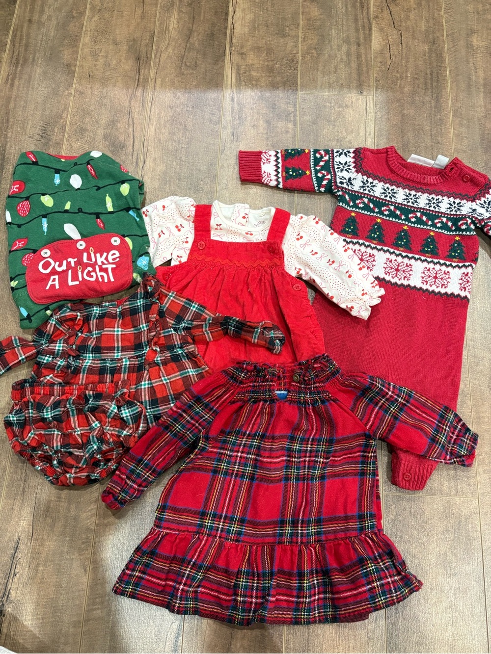 Holiday Red Plaid and Knit Baby Girl Bundle